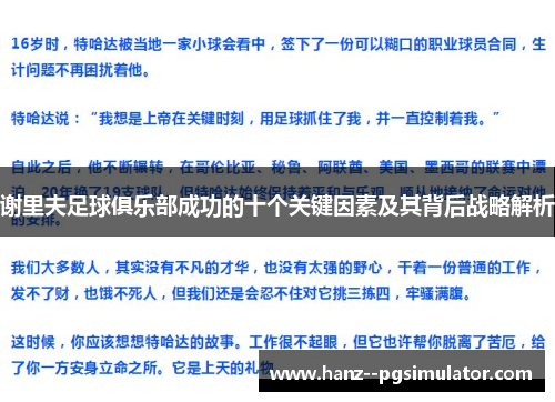 谢里夫足球俱乐部成功的十个关键因素及其背后战略解析 谢里夫足球俱乐部成功的十个关键因素及其背后战略解析