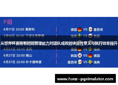 从世界杯赛程看时间管理能力对团队成败的决定性意义与执行效率提升